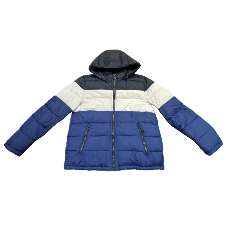 ESSENTIALS HOODED PUFFER JACKET BLUE